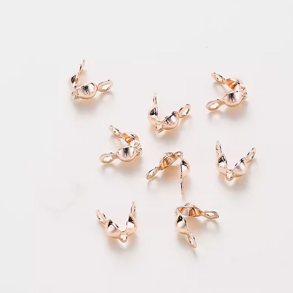 10pcs Clamshell Fold-Over/Knot/End Cap Covers, Rose Gold Plated- CMCJ-05