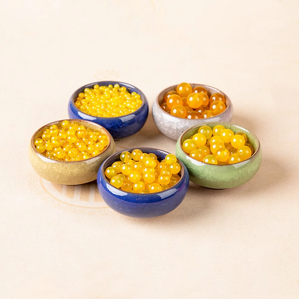 10pcs Agate Round  Honey Wax Yellow Beads