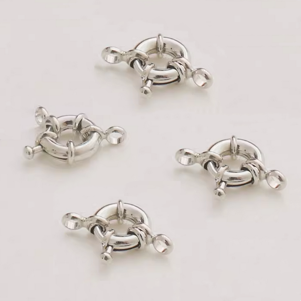 Brass 11mm Rudder Shape Spring Ring Clasp, Platinum Plated