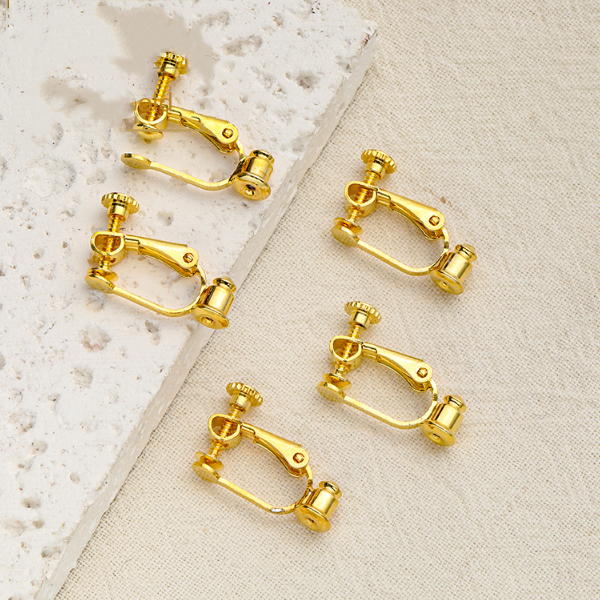 1 Pair Brass Ear Clip Base Color Preservation