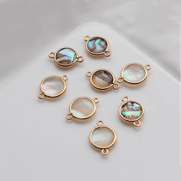 Brass Round Shell Mirror Like Pendant Piece