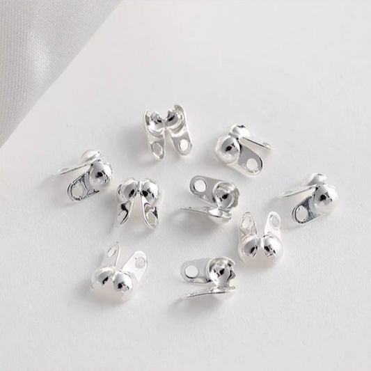 10pcs Clamshell Fold-Over/Side Connect Covers, Silver Plated- CMBB-07