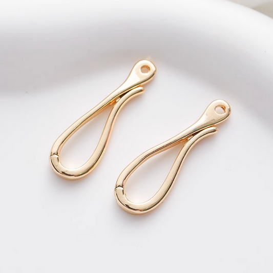 Brass Hook Shape Snap Clasp, Gold Plated -CMSD-01