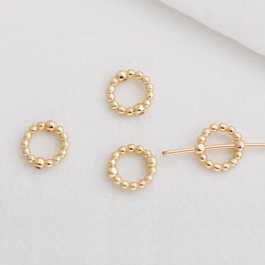 Brass 10mm Beads Enwrap Ring-14K Plated- AMMQ-01