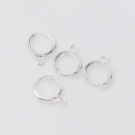 1 Pairs 12mm Brass Earring Hook Single Hanging Ring, Silver Plate - ERSQ-01