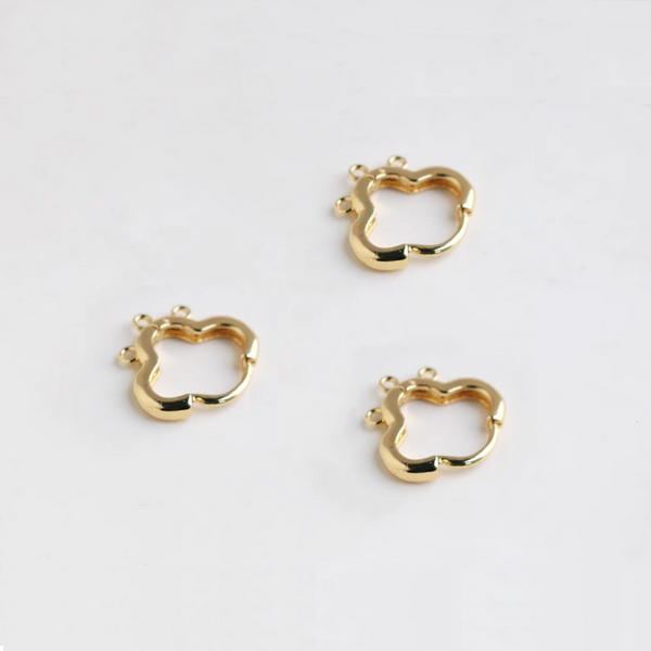 1 Pair Multiple Rings Brass Earring Hoop, 14K Gold Plated