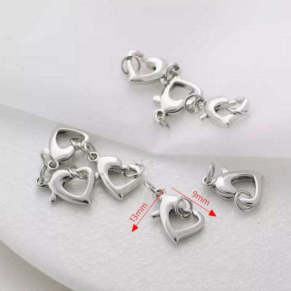 Brass Heart Shape Spring Ring Clasp Gold Platinume Plated