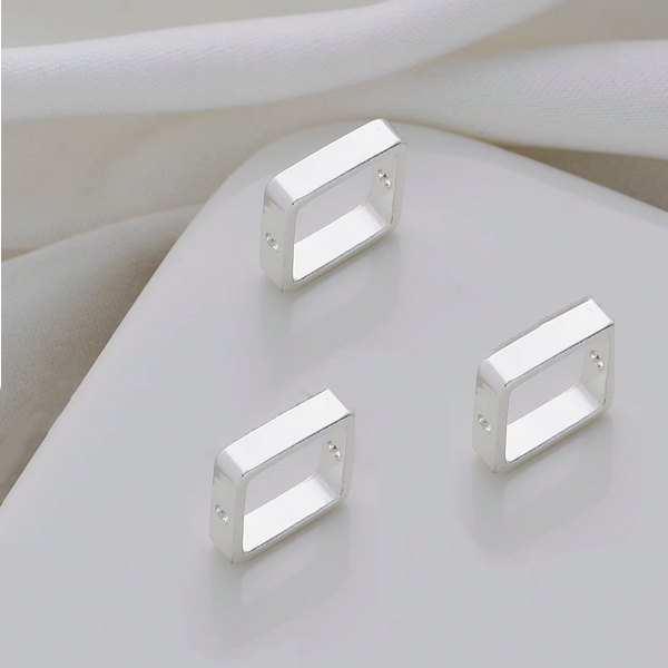 Brass 8mm Beads Enwrap Ring Square-Silver Plated- AMFX-03