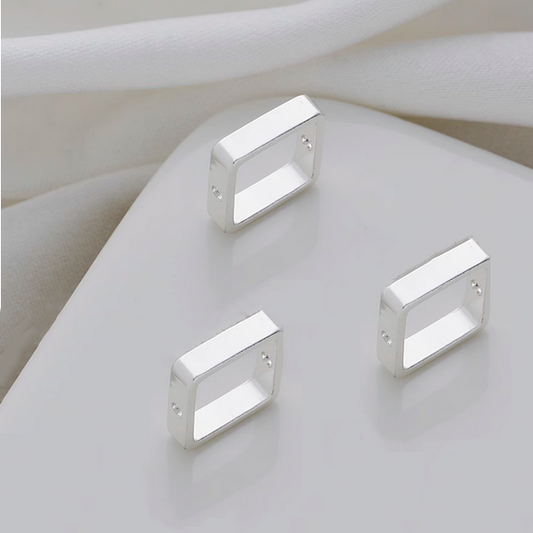 Brass 8mm Beads Enwrap Ring Square-Silver Plated- AMFX-03