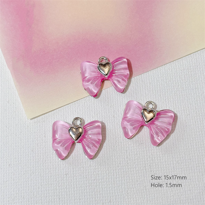 Alloy Pendants With Resin Pink Fairy Fantastic Charms