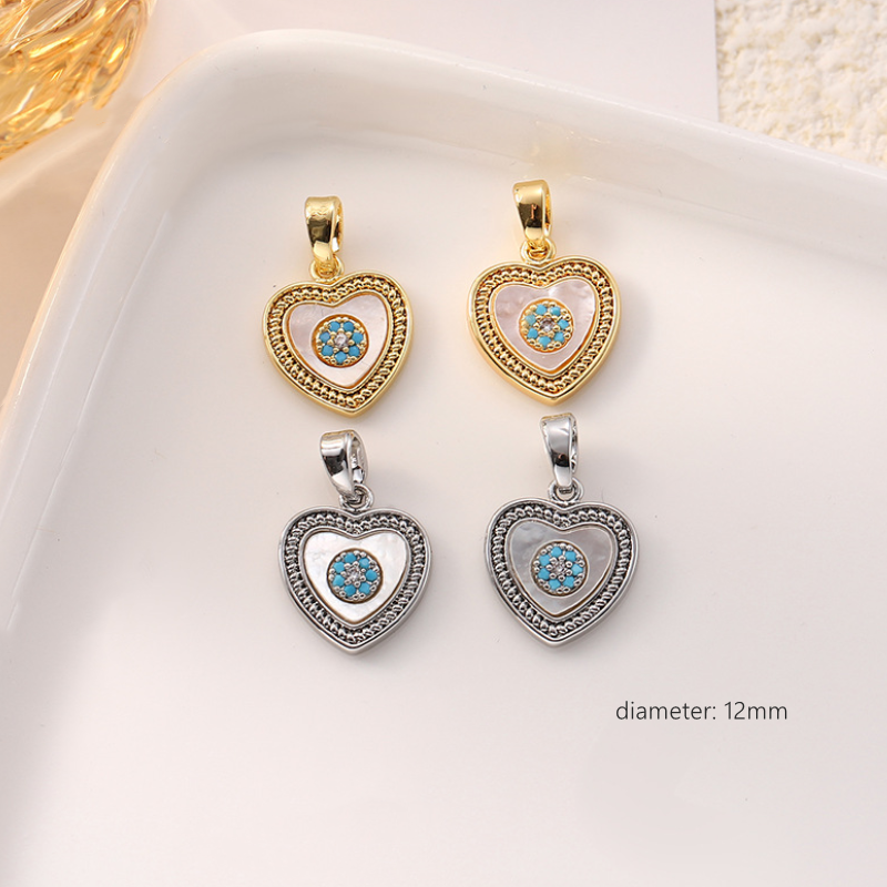 Brass Gold Platinum Plated Shell Inlaid Imitation Turquoise Charms Pendant