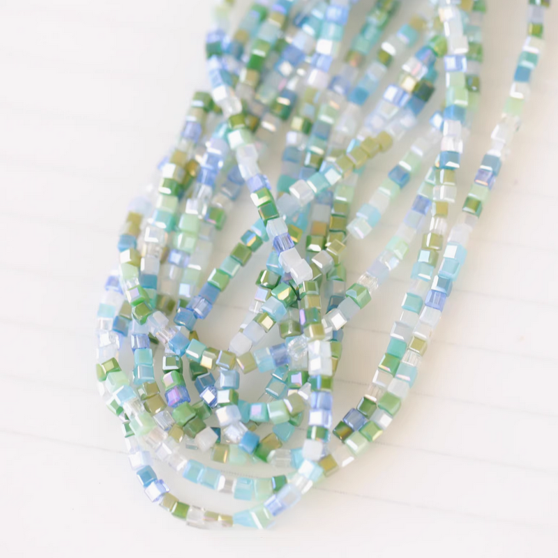 180pcs Glass Tiny Square Beads Electroplated Candy Color