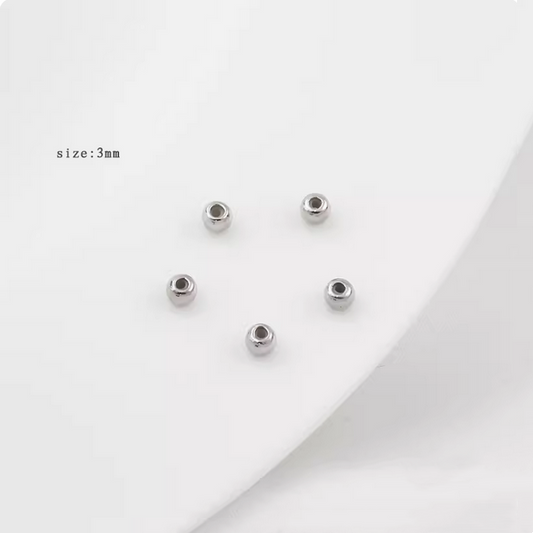 10pcs Brass 3mm Spacer Round Bead With Silicone Platinum Plated -AMYS-07