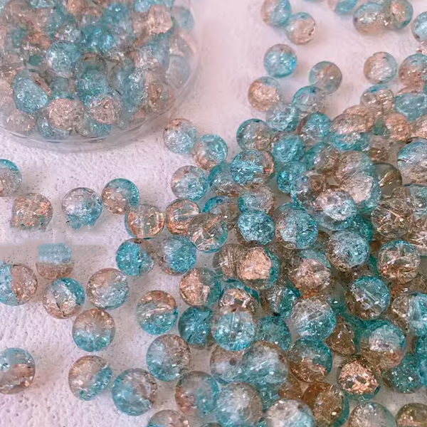 10pcs Glass Beads Broken Ice Effect