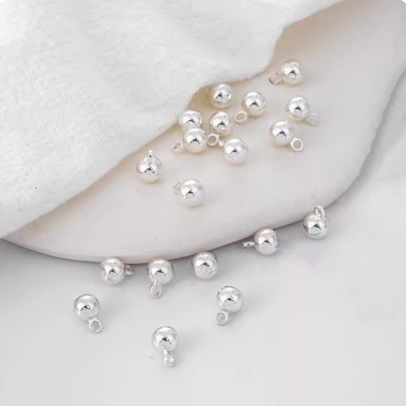 10pcs Alloy 4mm Pendant Spacer Solid Ball Silver Plated - AMSX-05