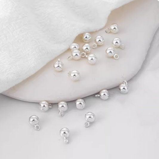 10pcs Alloy 4mm Pendant Spacer Solid Ball Silver Plated - AMSX-05