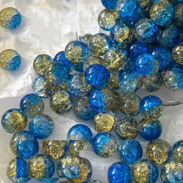 10pcs Glass Beads Broken Ice Effect