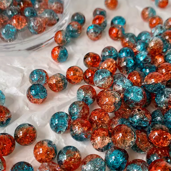 10pcs Glass Beads Broken Ice Effect