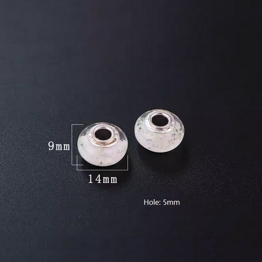 Glass Luminous Oblate Round Beads, Big Hole -GLYG-05