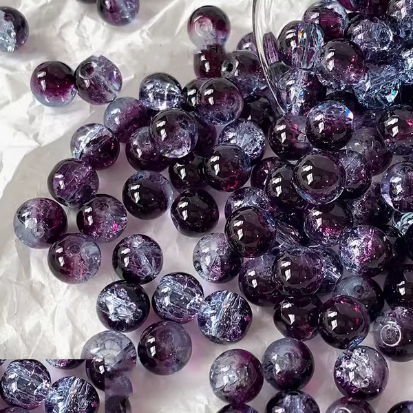 10pcs Glass Beads Broken Ice Effect