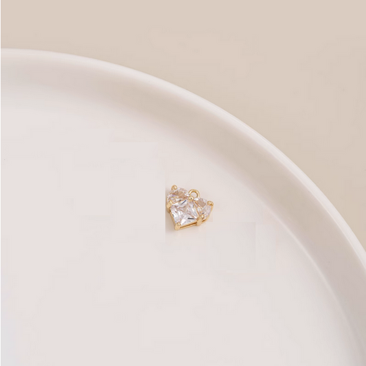 Brass Framed Zirconic Heart Shape Pendant - PMXG-01