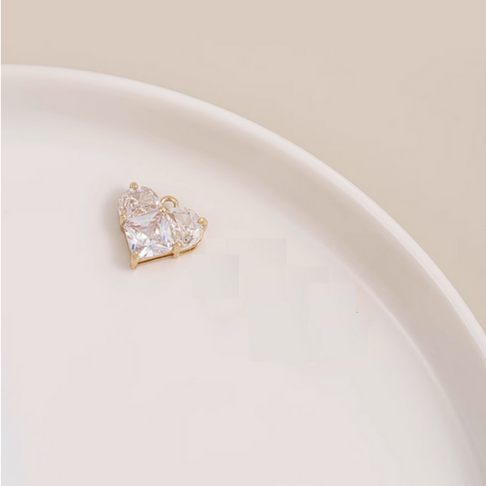 Brass Framed Zirconic Heart Shape Pendant - PMXG-02
