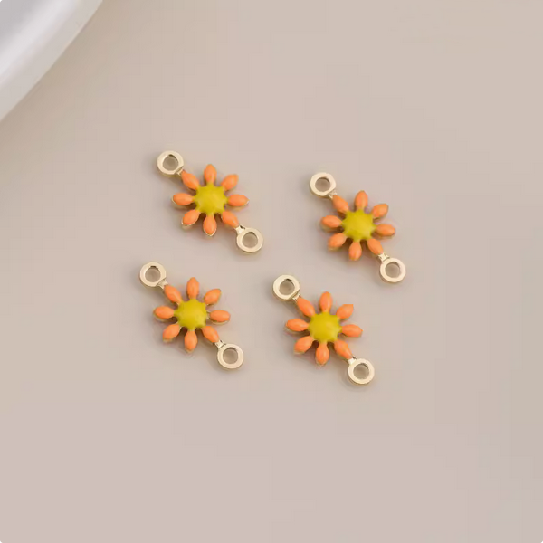 Brass 14K Plated Little Flower Pendants Enamel Dispensing
