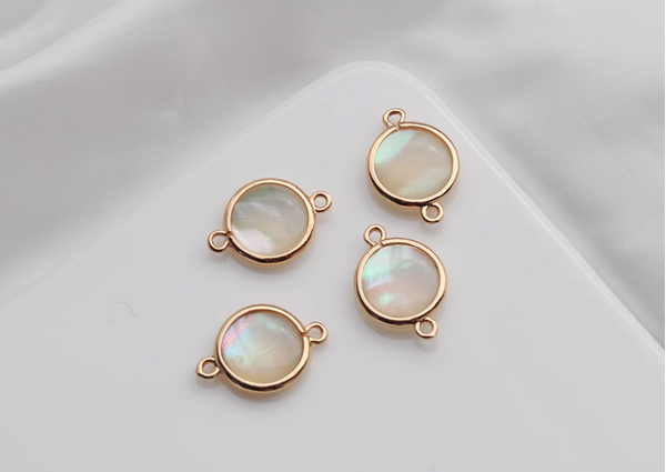 Brass Round Shell Mirror Like Pendant Piece