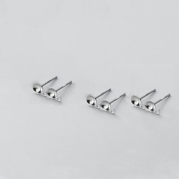 1 Pair 925 Sterling Silver Earring Base, With Hanging Ring