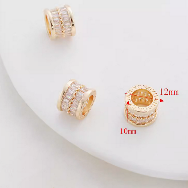 Alloy Zircon Cylinder Beads Spacer