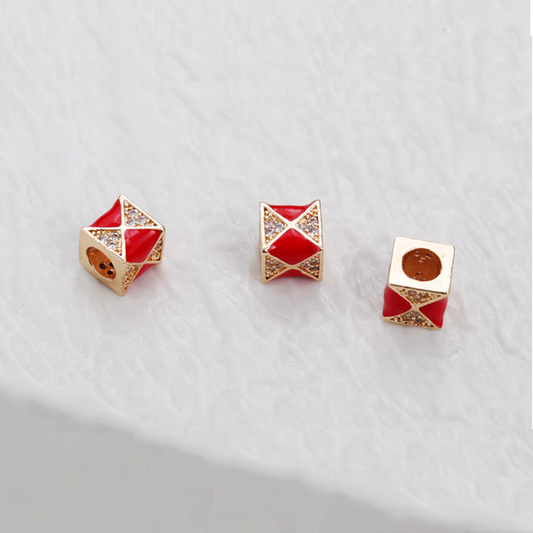 Alloy Dispensing Zirconic Square Spacer - 14K Gold Plated - AMYF-02