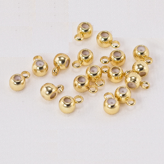 10pcs Brass 3mm Spacer Round Bead With Silicone/Ring 18K Plated -AMDH-01