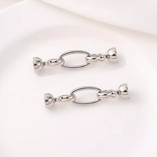 Brass Double Ring Spring Clasp, Platinum Plated -CMKT-06