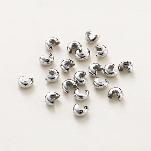 50pcs 4x5mm Half Round Open Crimp Beads / Knot Cover ,Platinum Plated- CMDB-11