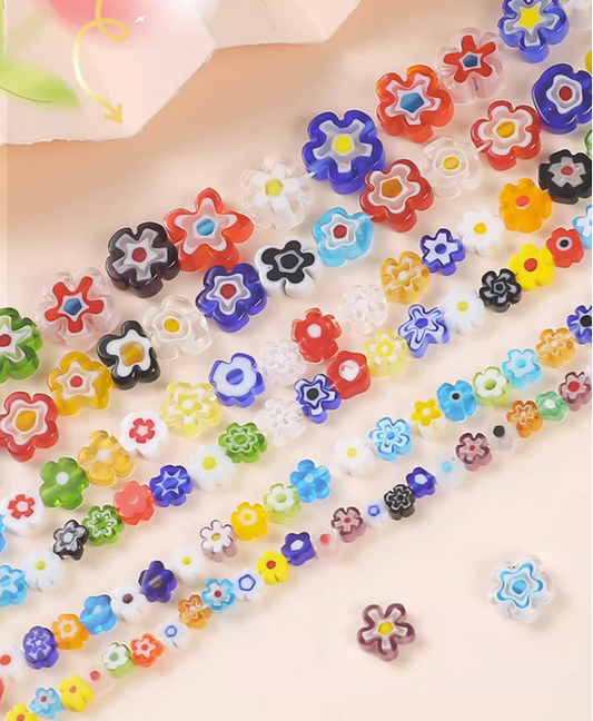 20pcs 10mm Flower Glass Partition Beads Spacer, Mix Colors- GLHD-04