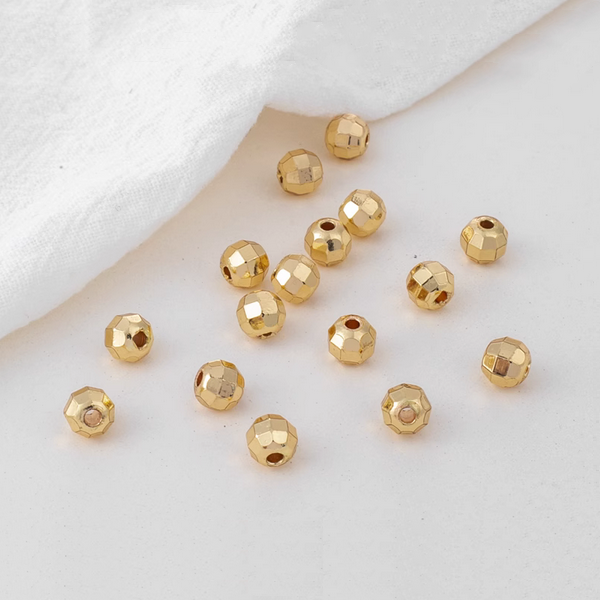 20pcs Alloy 4mm Polygon Spare Spacer Beads 14K Plated - AMDZ-03
