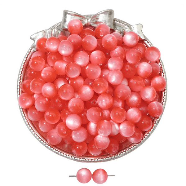 20pcs Resin Imitation Opals Cat's Eye Round Beads