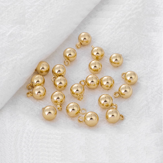 10pcs Alloy 4mm Pendant Spacer Solid Ball 14K Plated - AMSX-02