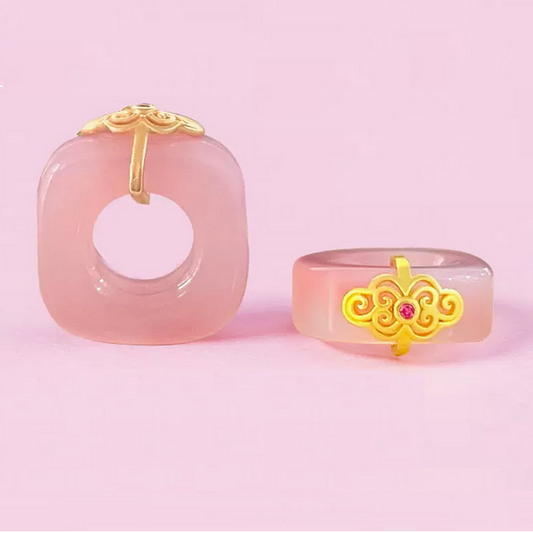 15mm Agate Pendant Square Ring Pink- AGPQ-03