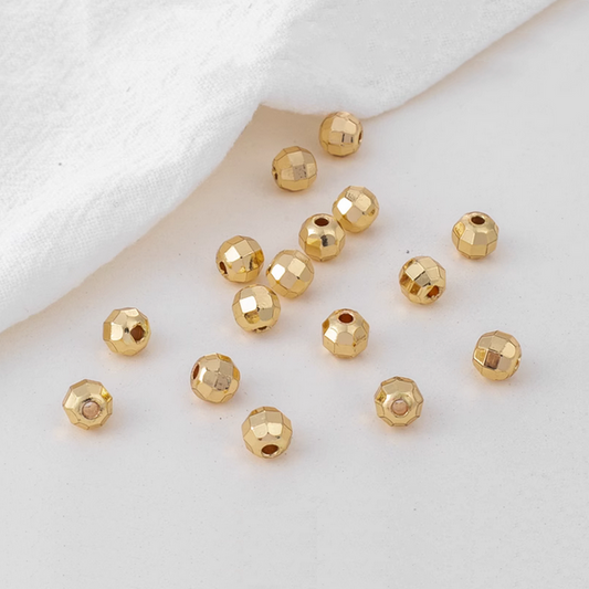 20pcs Alloy 5mm Polygon Spare Spacer Beads 14K Plated - AMDZ-04
