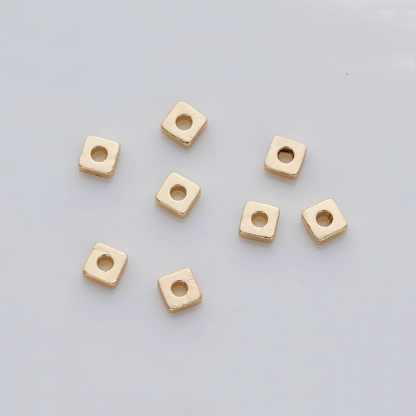 20pcs Alloy Square Spacer Piece - 14K Plated - AMFK-01