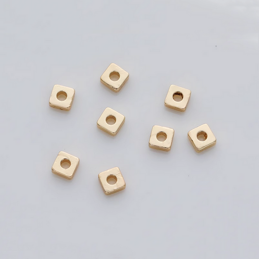 20pcs Alloy Square Spacer Piece - 14K Plated - AMFK-01