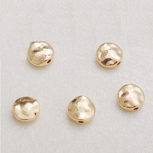 10pcs Brass Flat Round Spare Spacer Piece 14K Plated -AMBY-01