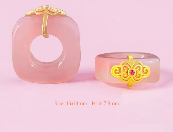 15mm Agate Pendant Square Ring Finger Necklace Ring