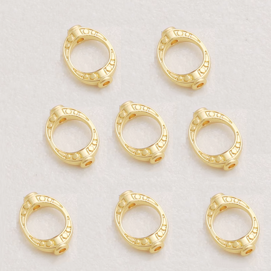 Brass Beads Enwrap Ring Ellipse-14K Plated- AMZQ-01