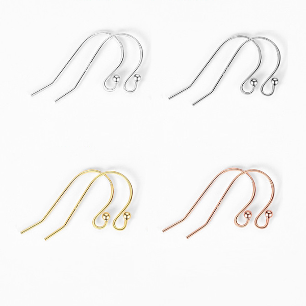 1 Pair 925 Sterling Silver Earring Hooks, Ball Style