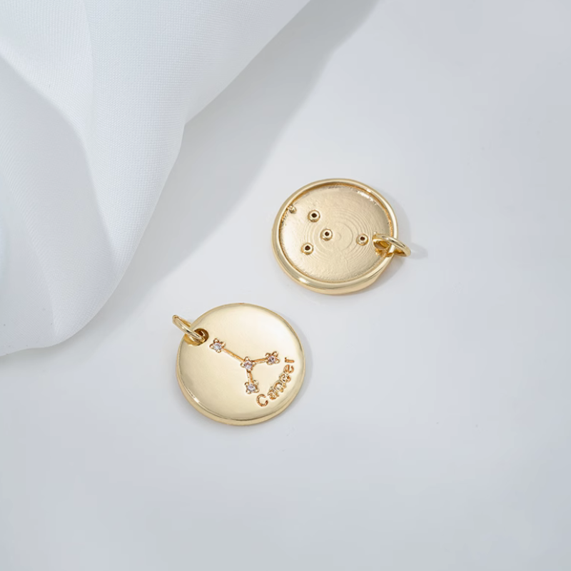 Brass Gilded Charms Piece Constellation 12 Star Map Pendant
