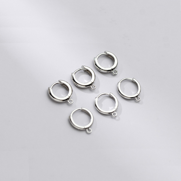 1 Pair 12mm (wire 1.9mm) Sterling Silver Earring Loop, Platinum Plated - ERHQ-03