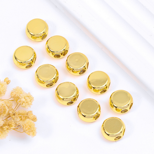 5pcs Brass Pinch Clip-Oblate Circle Inner Silicone 18K Plated Beads 8x5.5mm - CMBZ-03