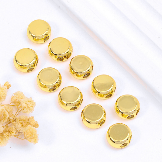 5pcs Brass Pinch Clip-Oblate Circle Inner Silicone 18K Plated Beads 8x5.5mm - CMBZ-03